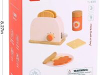 TOOKYLAND Wooden Pop Up Toaster Play Set, Play Toaster for Kid Kitchen(TL839)
