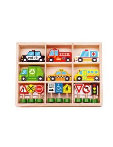 Tooky Toys Ξύλινο Σετ Κυκλοφοριακής Αγωγής (TKF050)