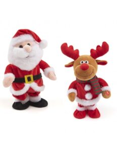 Λούτρινος Άγιος Βασίλης & Τάρανδος με Ελληνικά Κάλαντα & Κίνηση 30εκ.