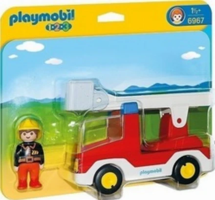Playmobil 1-2-3 Πυροσβέστης με Κλιμακοφόρο Όχημα για 1,5+ Ετών (6967)