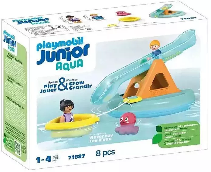 Playmobil Junior: Νησάκι με Νερό & Τραμπάλα & Βαρκούλα για 12+ Μηνών (71687)
