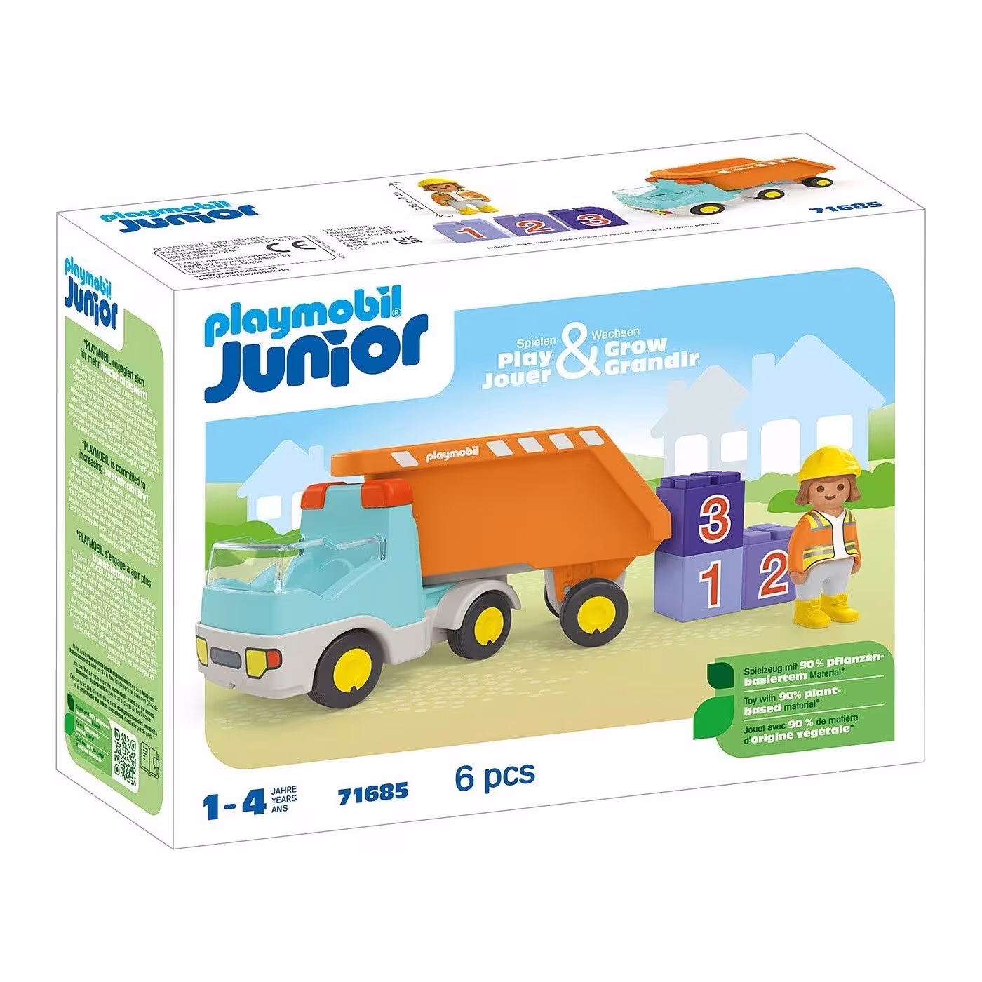 Playmobil Junior: Ανατρεπόμενο Φορτηγό Με Εργάτη (71685)